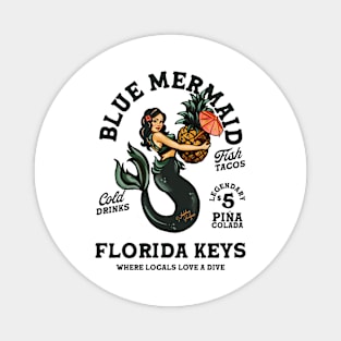 The Florida Keys Blue Mermaid Tiki Dive Bar Magnet